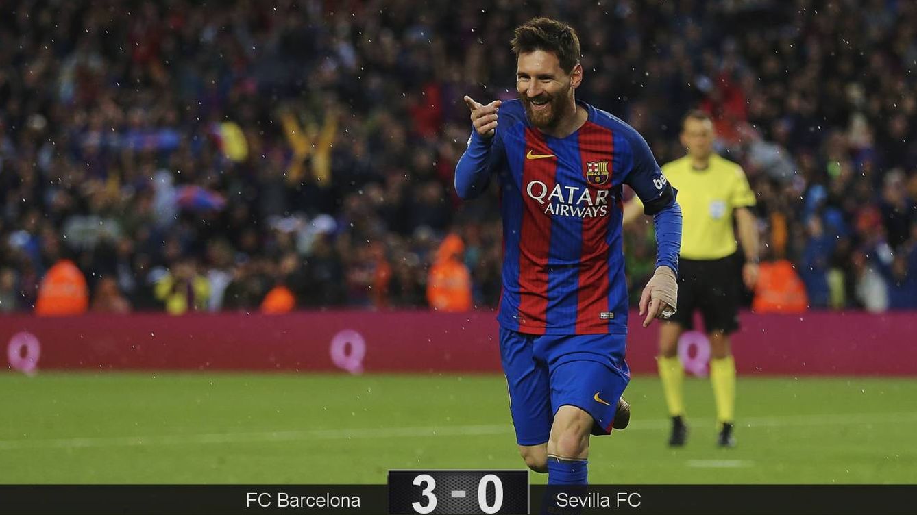 Foto: Messi marcó dos de los tres goles del Barcelona contra el Sevilla. (EFE)