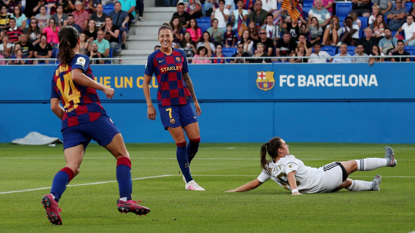 Jennifer Hermoso marcó tres de los nueve goles del FC Barcelona en la victoria por 9-1 ante el CD Tacón. (Reuters)