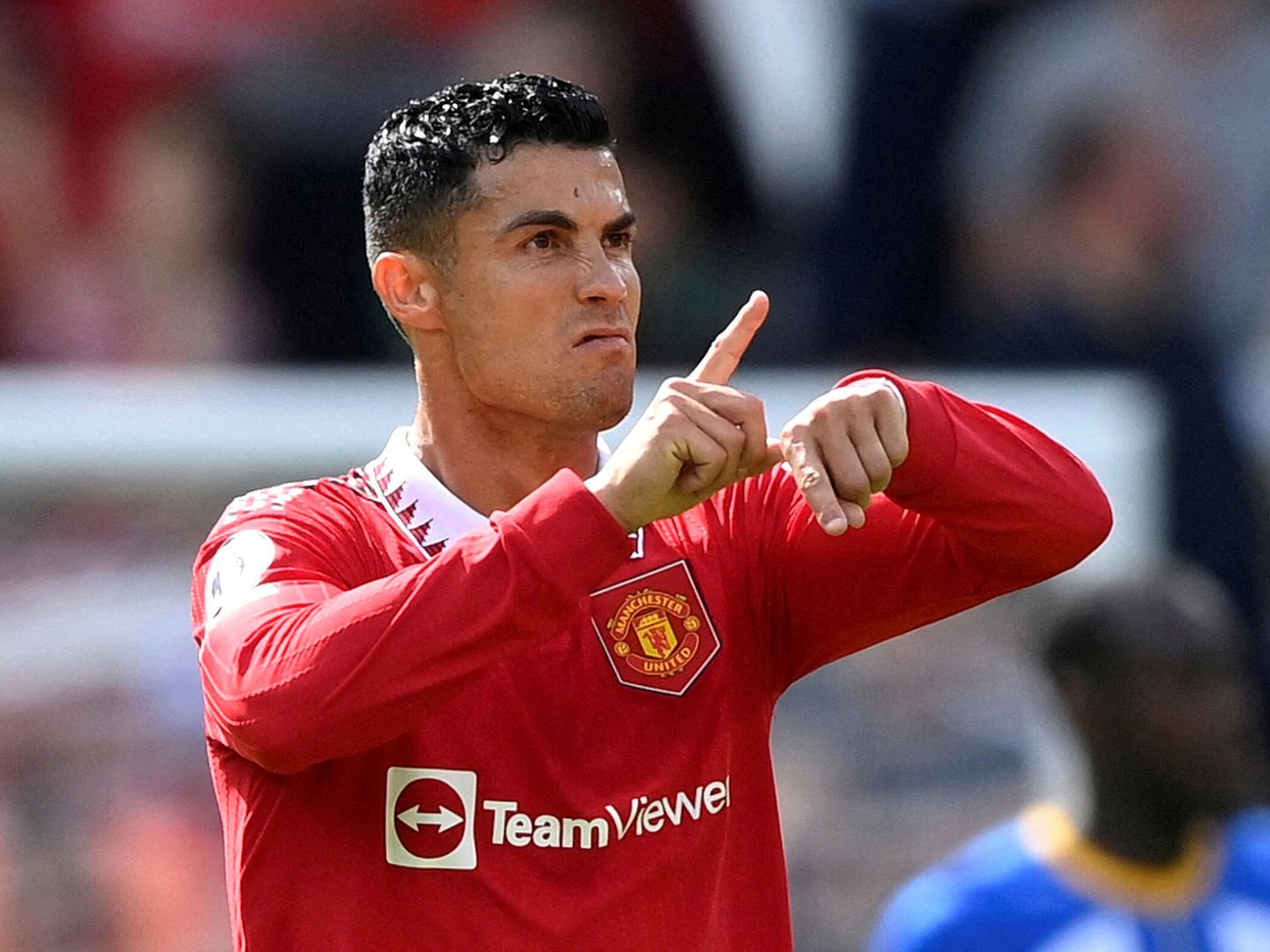 Cristiano, con gesto enfurecido, en un partido con el United. (EFE/Luis Díez)