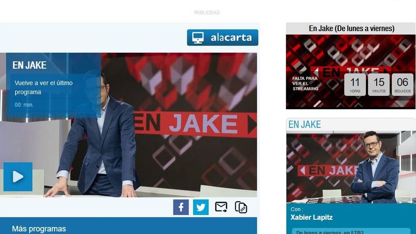 La página web de 'En jake' borra todos sus programas completos. (EiTB)