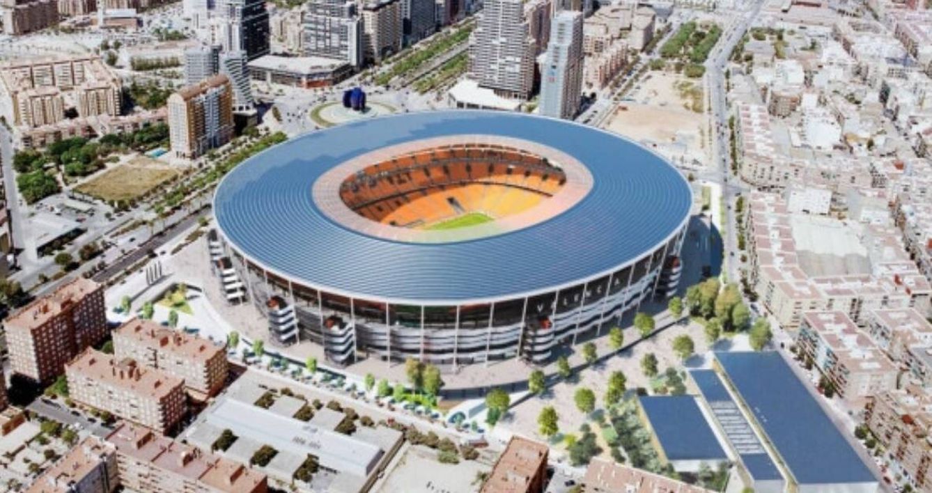 Último diseño del estadio de Nuevo Mestalla, en la avenida de las Cortes de Valencia. 