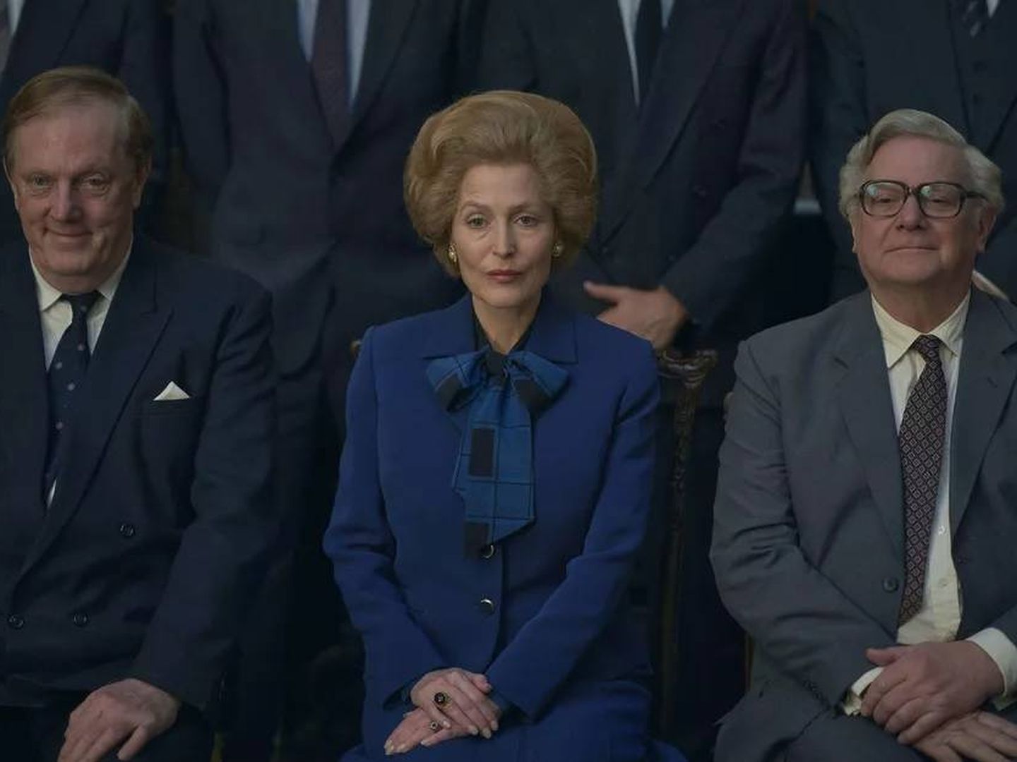 La actriz Gillian Anderson, como Margaret Thatcher en la serie 'The Crown'. (Netflix)