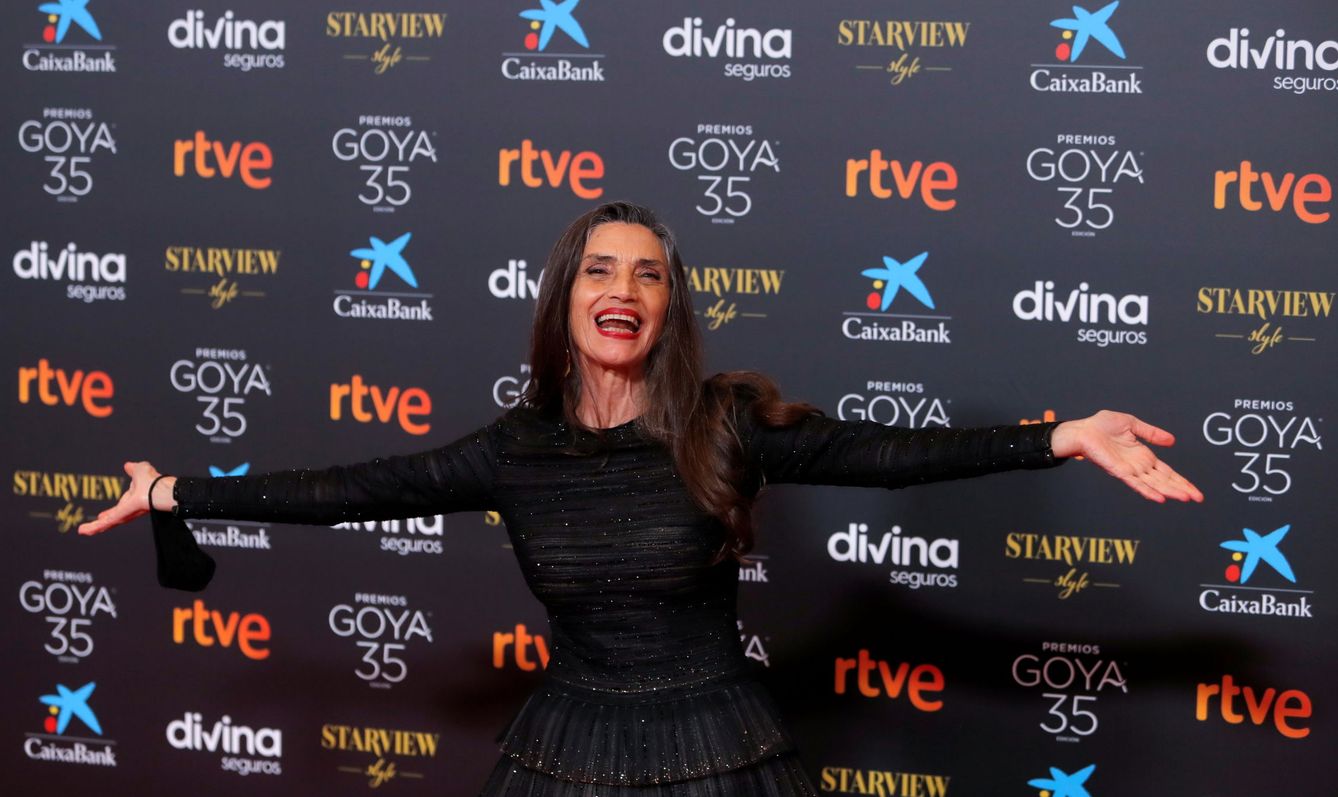 Spanish actor Angela Molina poses on the red carpet at the Spanish Film Academy's Goya Awards ceremony in Malaga, Spain, March 6, 2021. REUTERS Jon Nazca