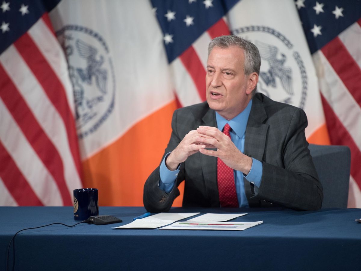 Foto: El alcalde de Nueva York, Bill de Blasio, en rueda de prensa sobre el coronavirus. EFE