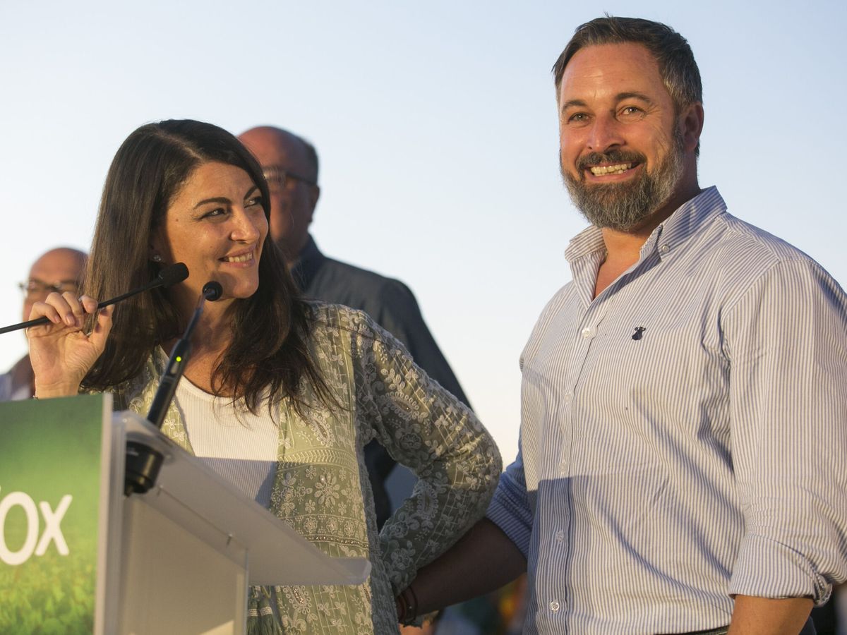 Foto:  La candidata de VOX a la Junta de Andalucía, Macarena Olona, acompañado por el presidente de su partido, Santiago Abascal. (EFE)