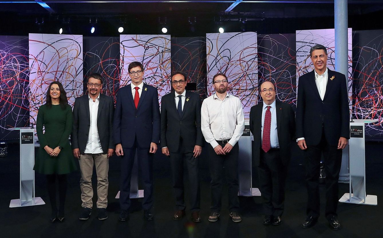 Los siete candidatos a la presidencia de la Generalitat en el debate de La Sexta. (EFE)