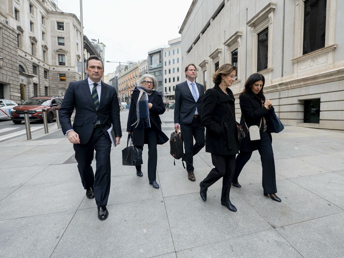 Foto: Los cinco expertos de la Comisión de Venecia llegan al Congreso para analizar la ley de amnistía. (Alberto Ortega/Europa Press)