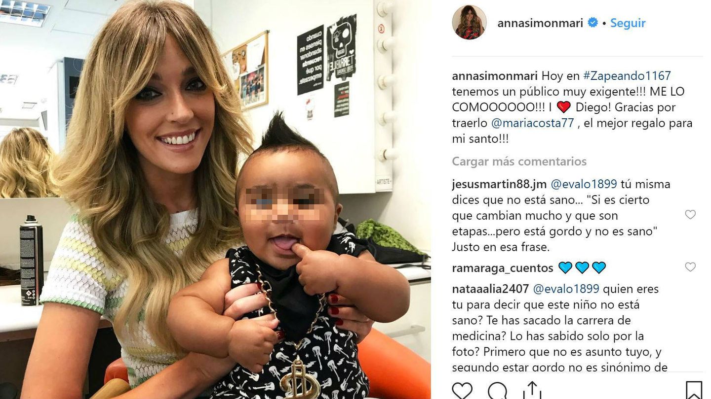 Anna Simon junto al pequeño Diego.(Instagram)