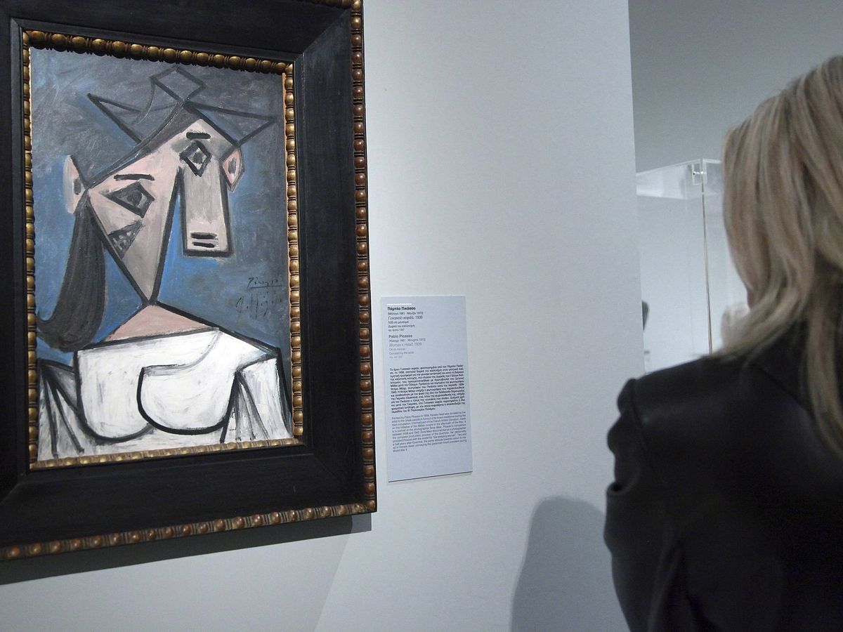 Foto: La obra 'Cabeza de mujer', de Picasso, en la Galería Nacional de Atenas (Grecia). (EFE)