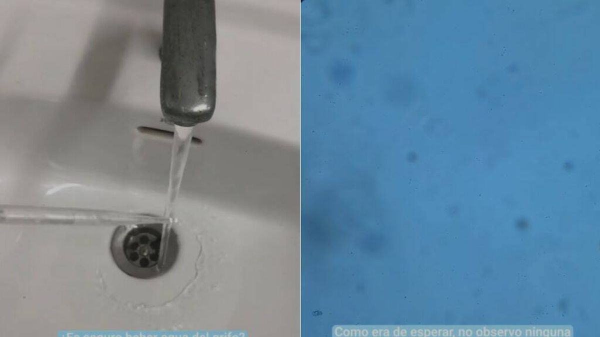Un 'tiktoker' analiza el agua del grifo bajo el microscopio para comprobar si es seguro beberla