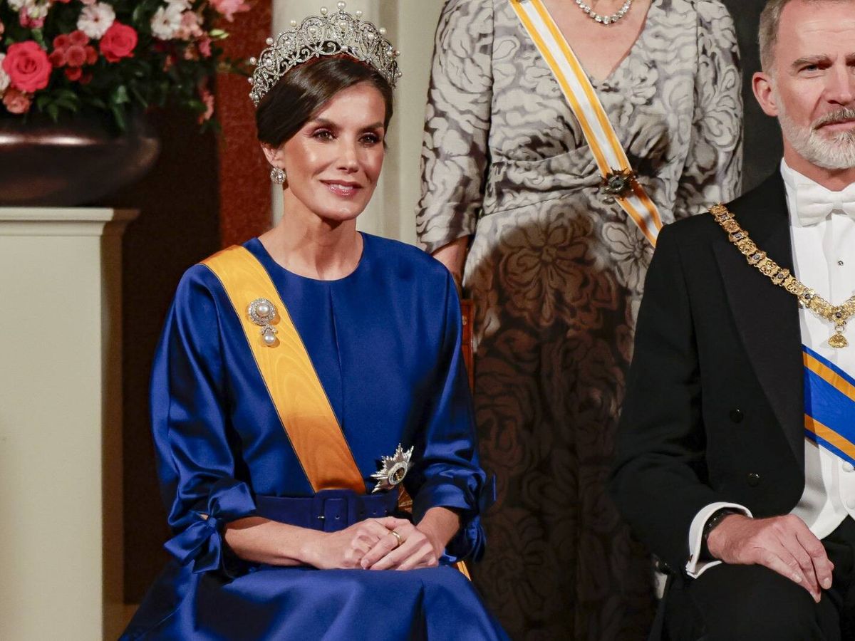 Foto: La reina Letizia, durante la cena. (Gtres)