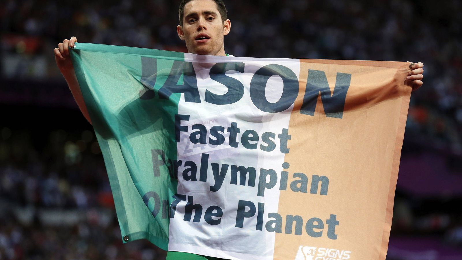 Foto: Jason Smyth, tras lograr el oro en los 100 metros de los Juegos Paralímpicos de Londres 2012 (Efe).