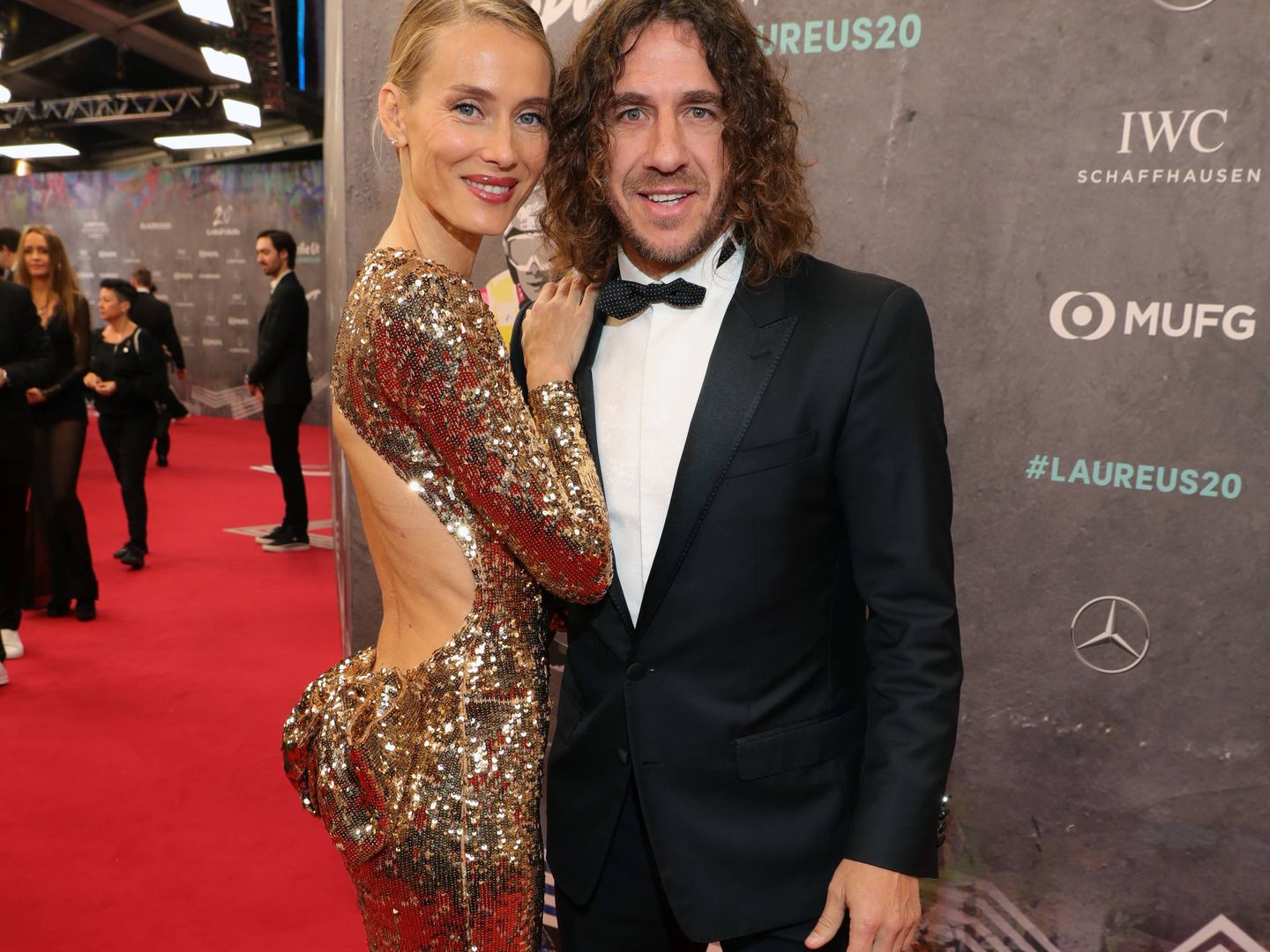 Vanesa Lorenzo y Carles Puyol, en los Premios Laureus. (Getty)