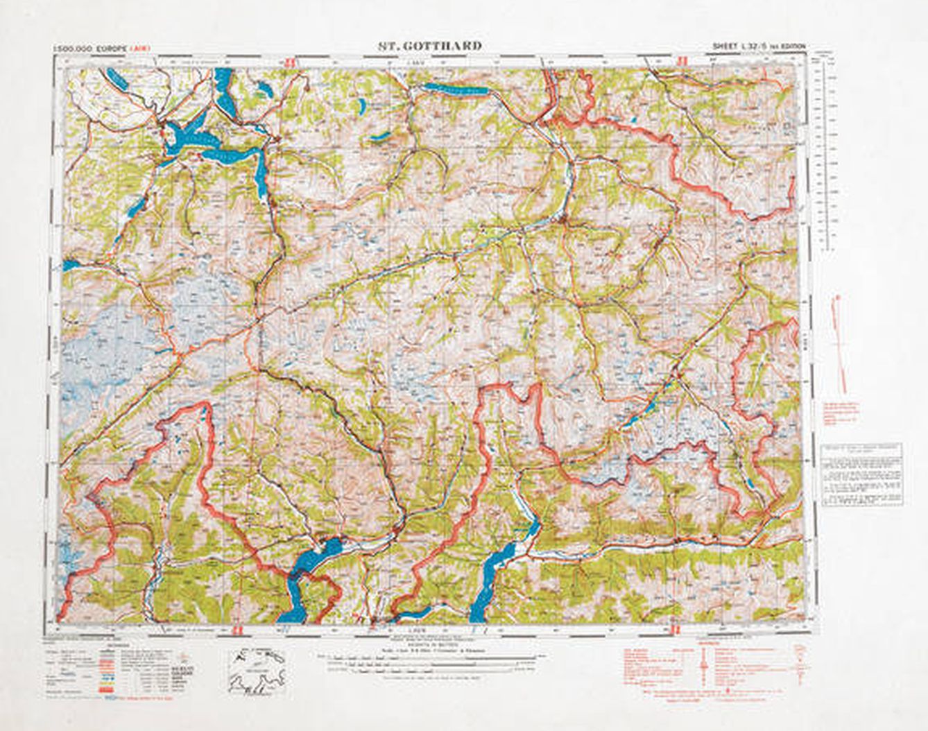 Mapa en seda que representa el paso de San Gotardo en Suiza. (British Library. Dominio público)