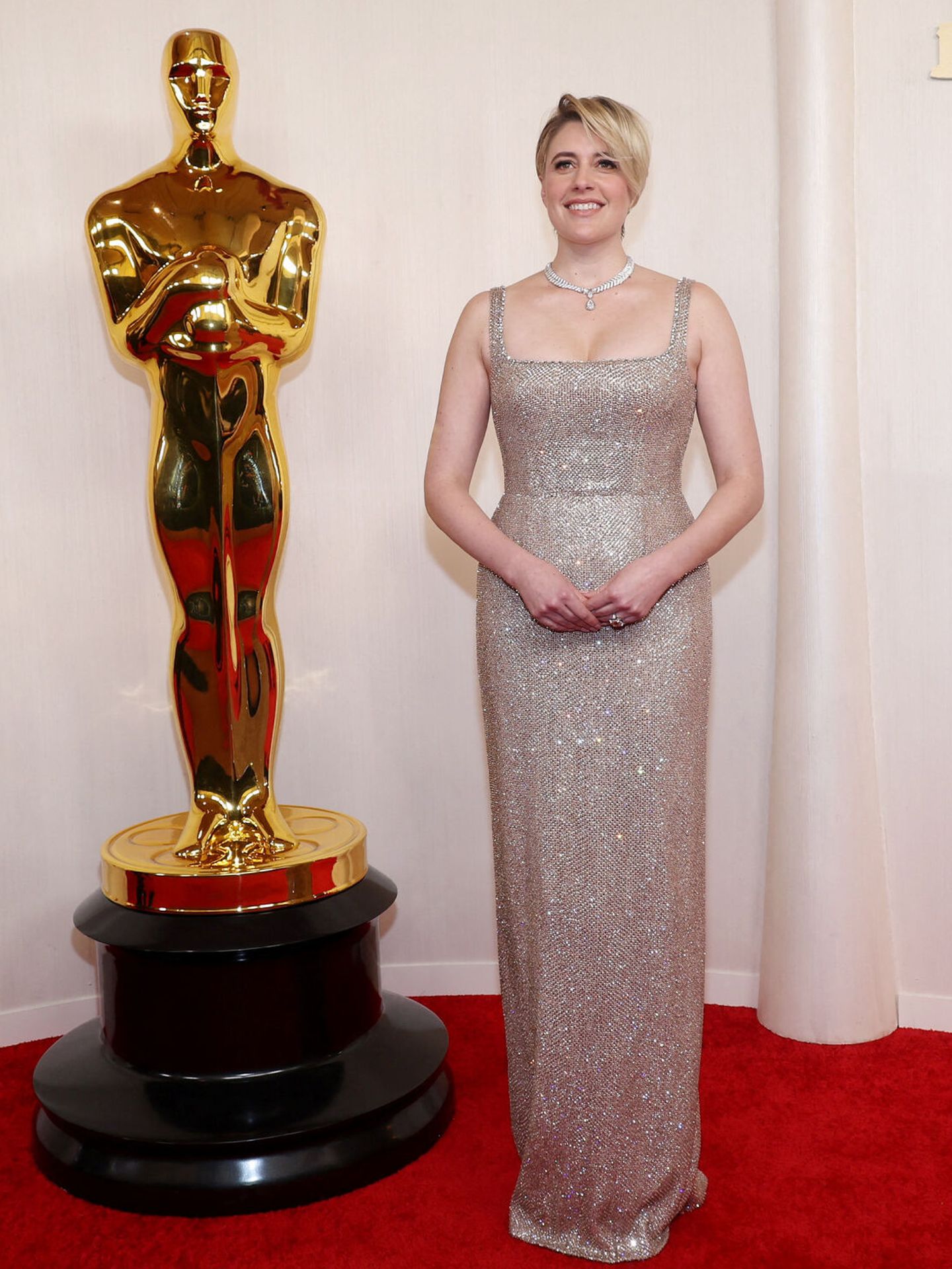 Greta Gerwig poses on the red carpet during the Oscars arrivals at the 96th Academy Awards in Hollywood, Los Angeles, California, U.S., March 10, 2024. REUTERS Aude Guerrucci