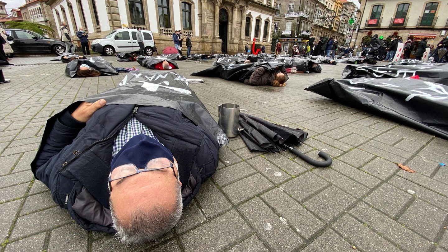 Protesta de hosteleros en Galicia. (EFE)