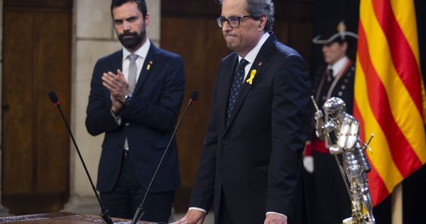 Foto: Imagen de archivo de el presidente de la Generalitat, Quim Torra, y el presidente del Parlament. Roger Torrent. (EFE)