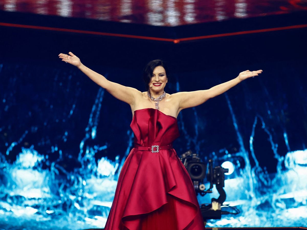 Foto: Laura Pausini, en un momento de la semifinal de Eurovisión 2022. (Reuters)