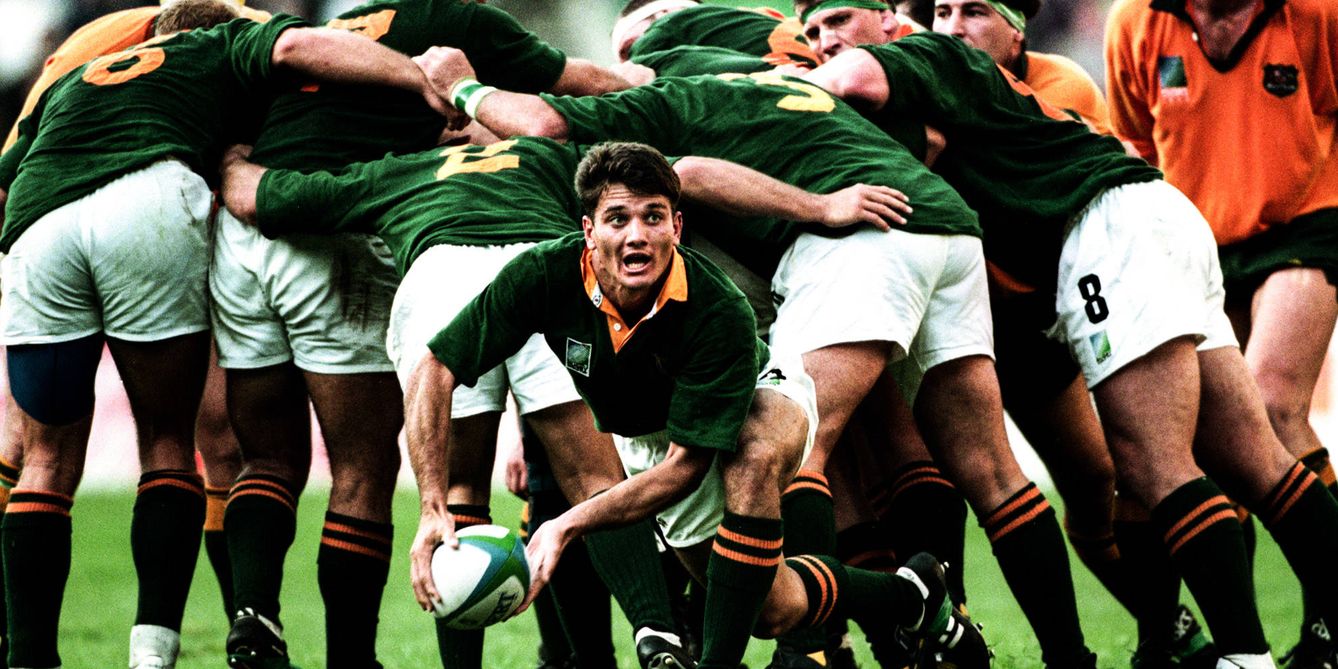 Partido entre Sudáfrica y Australia (27-18) en el mismo campeonato. 25 de mayo de 1995. 