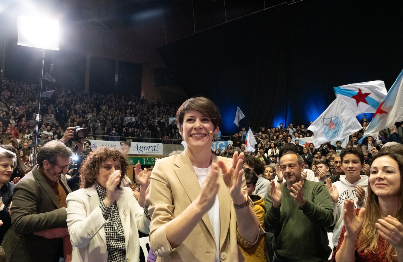 Ana Pontón durante el cierre de la campaña electoral. (Europa Press/César Arxina)
