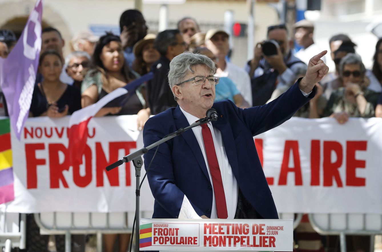 El líder de 'Francia Insumisa', Jean-Luc Mélenchon, en un mitin en Montpellier