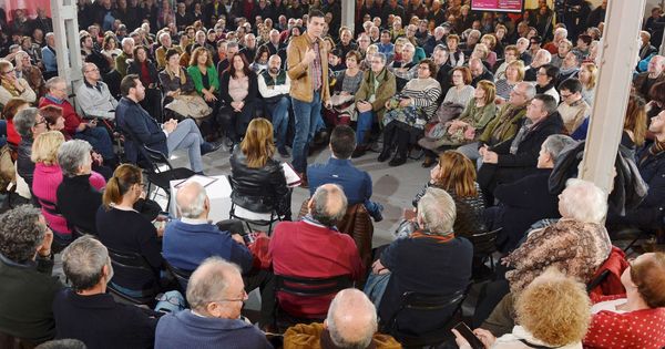 Foto: Pedro Sánchez, el pasado 3 de febrero en una asamblea abierta a militantes y simpatizantes en Valladolid. (EFE)