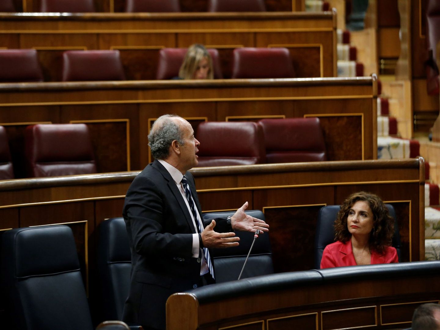 El ministro de Justicia, Juan Carlos Campo, interviene en la sesión de control al Ejecutivo celebrada este miércoles en el Congreso. (EFE)