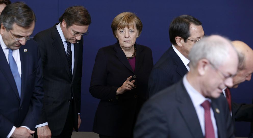 Samaras, el portugués Coelho, Van Rompuy y la canciller Merkel, en una imagen de archivo (Reuters).