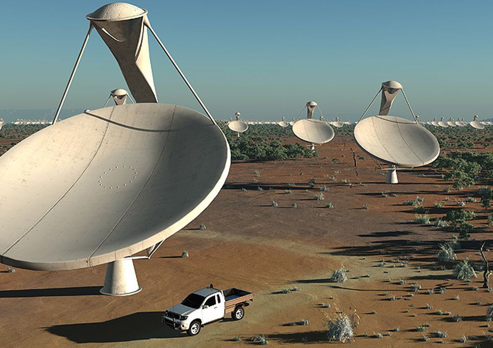 Foto: Recreación de cómo será la red africana de telescopios del desierto de Karoo.