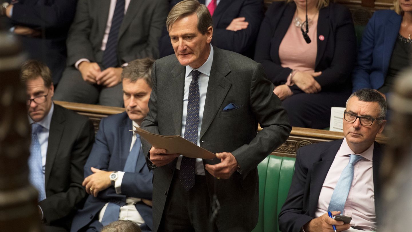 Dominic Grieve, durante una intervención en la Cámara de los Comunes en 2019. (Reuters) 