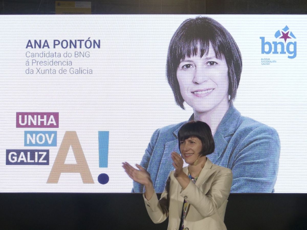 Foto: La candidata del BNG a la presidencia de la Xunta, Ana Pontón, durante un acto electoral en Santiago de Compostela. (EFE)