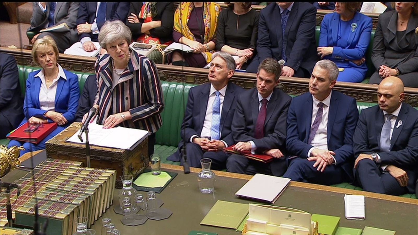 Foto: La primera ministra británica, Theresa May, durante su comparecencia en la Cámara de los Comunes, en Londres. (Reuters)