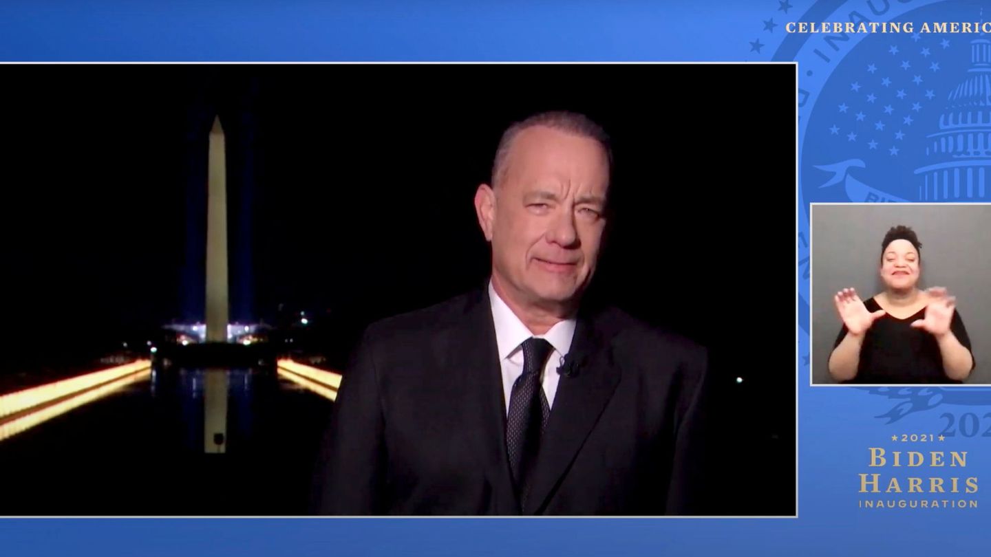 Tom Hanks, durante el nombramiento de Biden como presidente de EEUU. (Reuters)