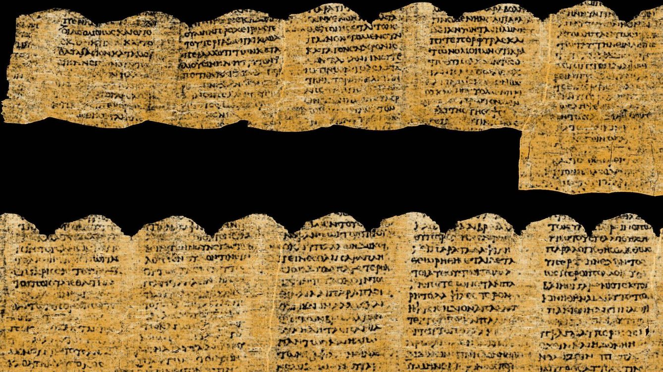 Foto: Parte del papiro de Herculano del que acaban de ser descifradas 15 columnas. (Vesuvius Challenge)