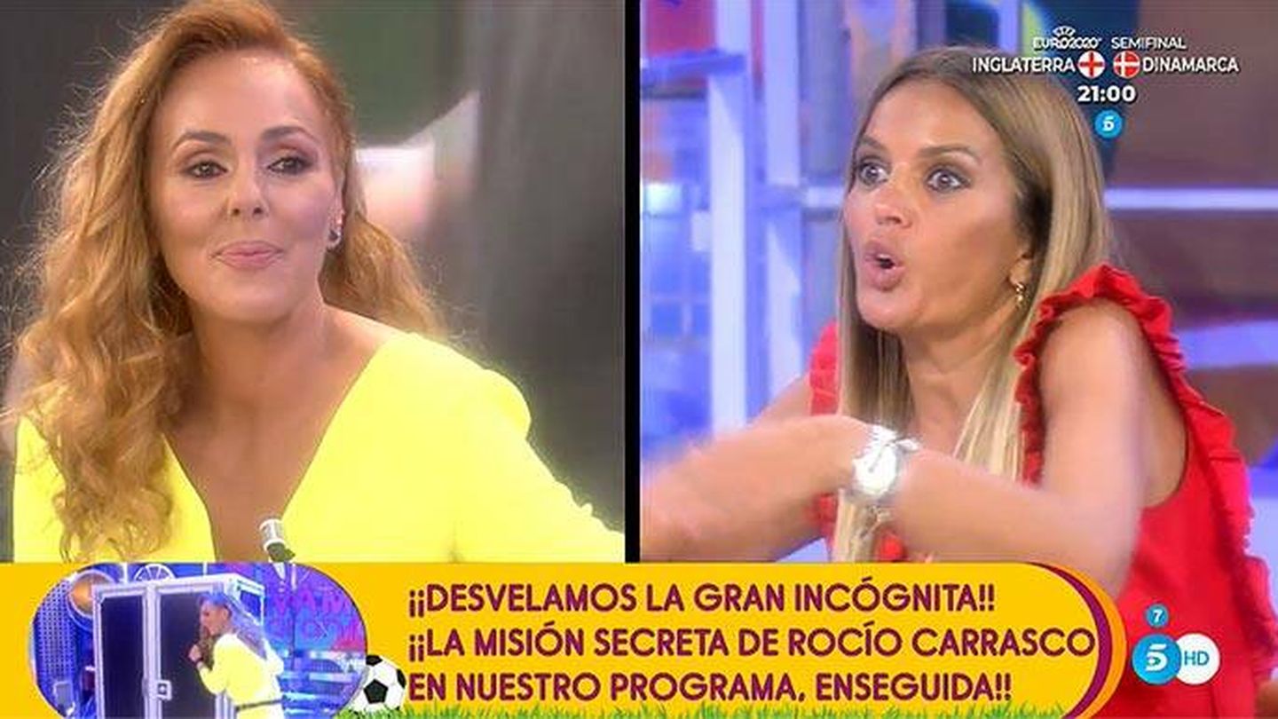 Rocío Carrasco y Marta López, en 'Sálvame'. (Telecinco)