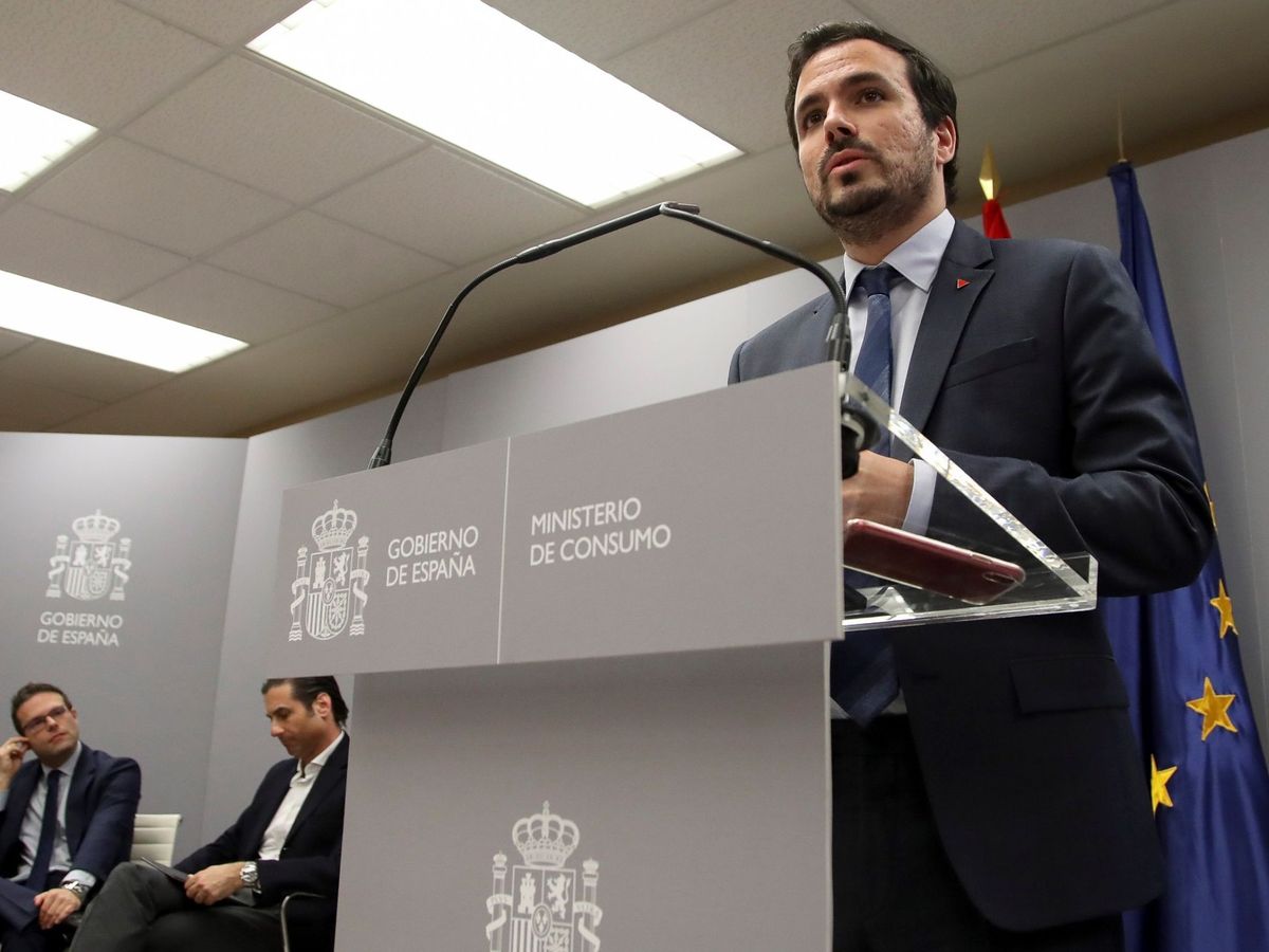 Foto: El ministro de Consumo, Alberto Garzón, durante una rueda de prensa celebrada esta semana. (EFE)