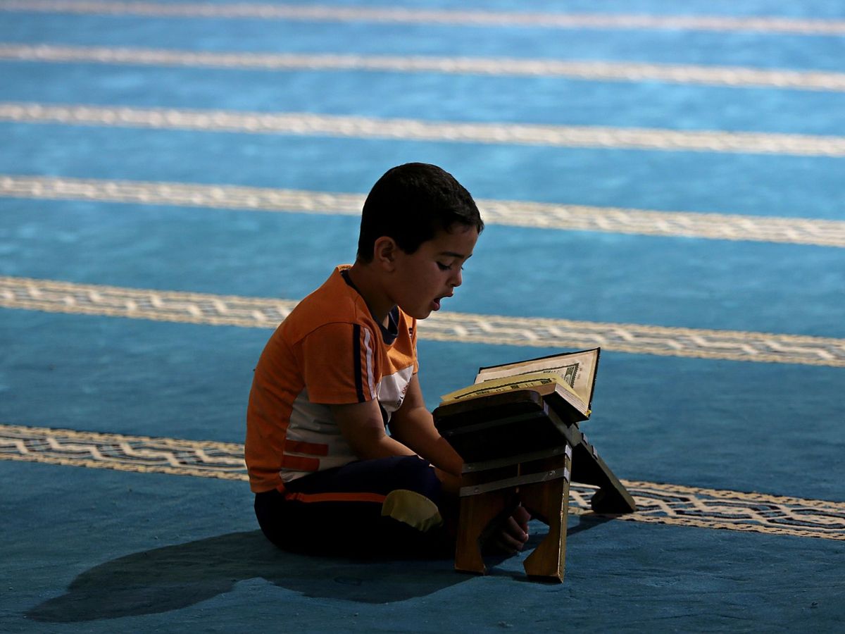 Foto: Un niño lee en Gaza. Foto:EFE MOHAMMED SABER