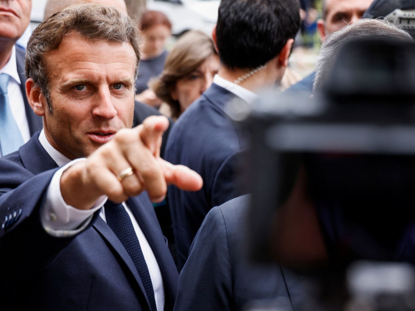 Emmanuel Macron, en Irpin. (Reuters/Ludovic Marin)