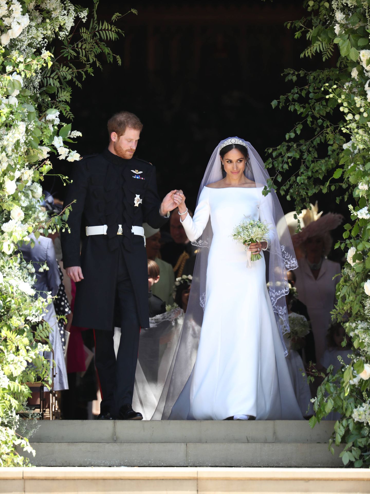 Meghan Markle y el príncipe Harry, el día de su boda. (Getty)