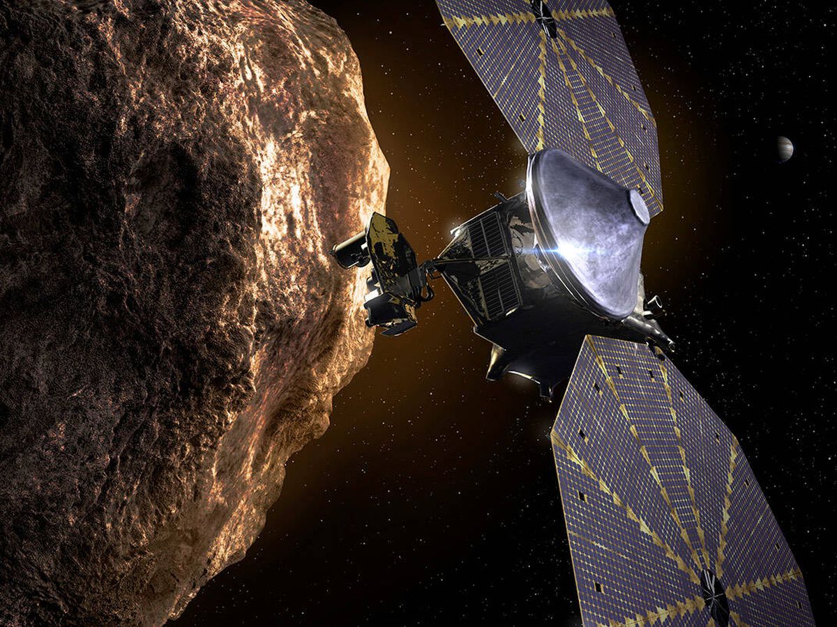 Foto: Una imagen que recrea el acercamiento de Lucy a un asteroide troyano (NASA)