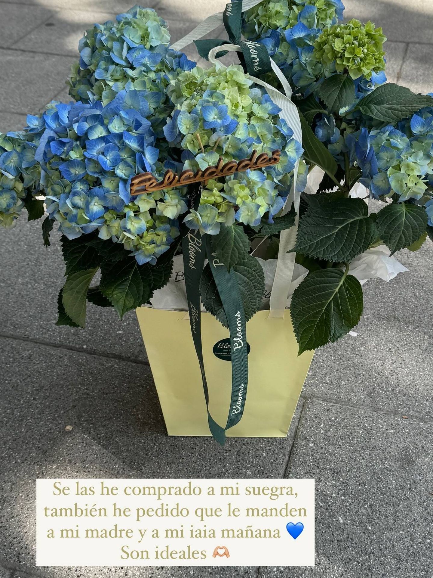 El ramo que Violeta Magriñán ha comprado para su madre y su suegra. (Instagram/@violeta)