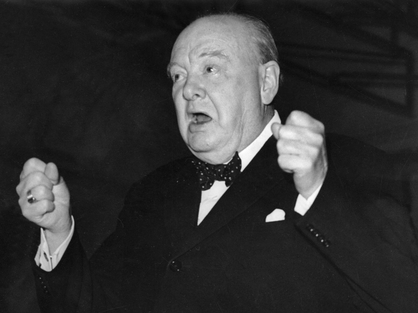 Churchill el 5 de marzo de 1946, pronunciando el discurso conocido como del Telón de Acero. (Cordon Press)