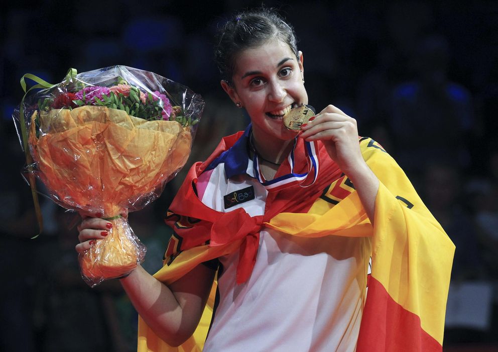 Foto: Carolina Marín, en el podio del Mundial