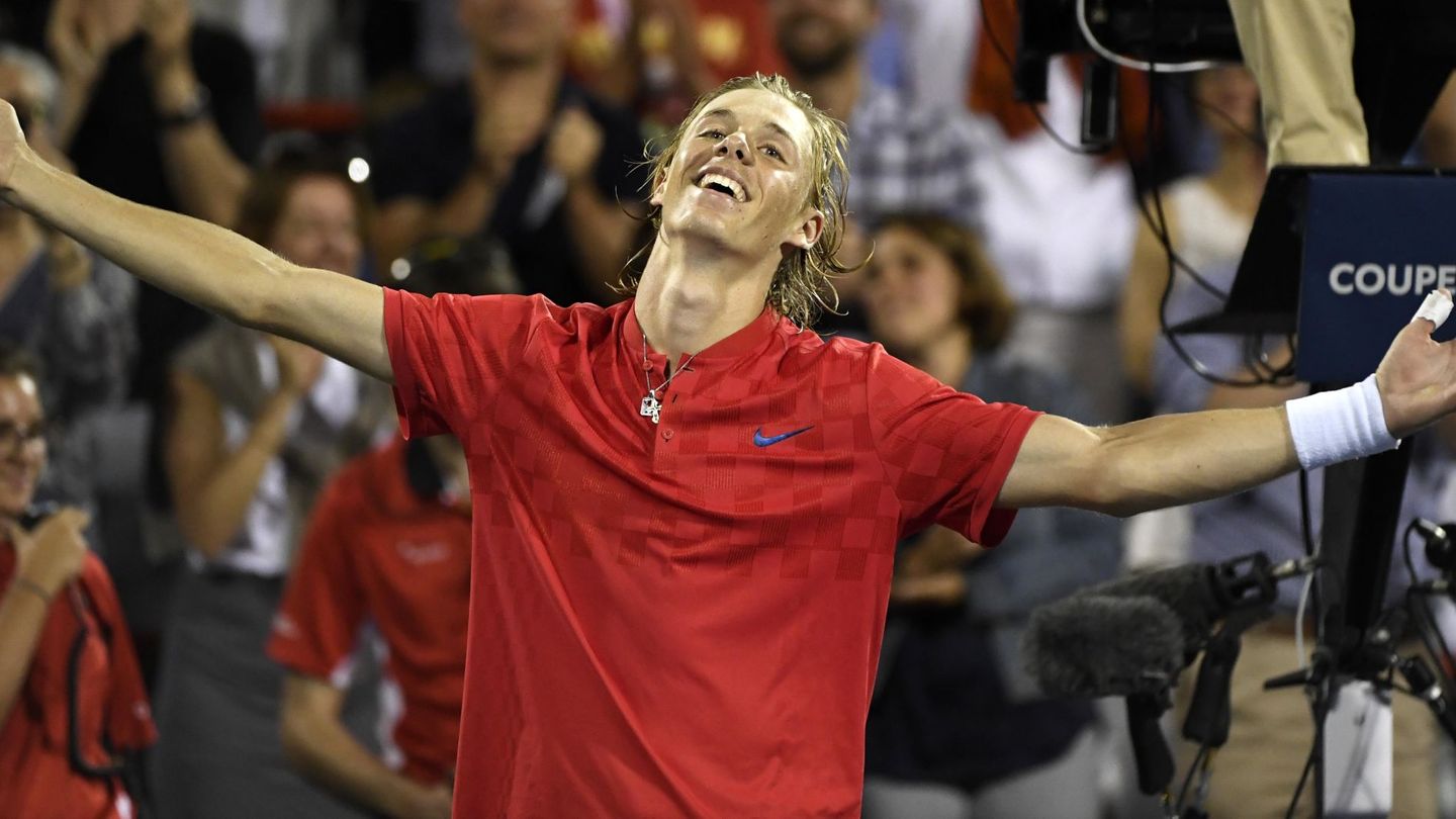 Denis Shapovalov celebra la victoria contra Rafael Nadal. (Reuters)