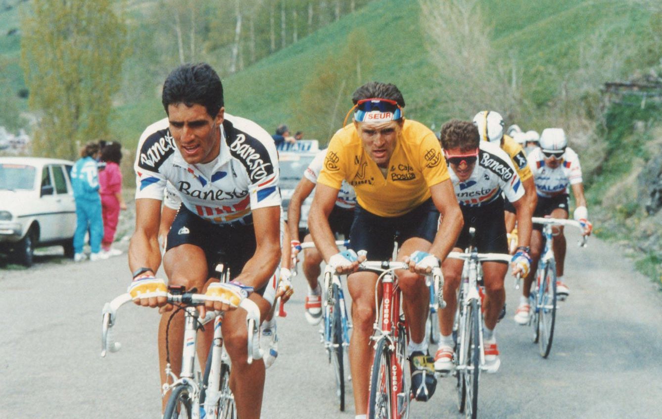 Marco Giovannetti, con el maillot amarillo de líder de la Vuelta. Foto: Movistar Team