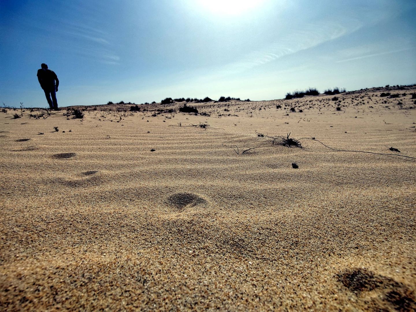 Juan Pedro Castellano sube una de las dunas del espacio protegido. (EC/M.B.)