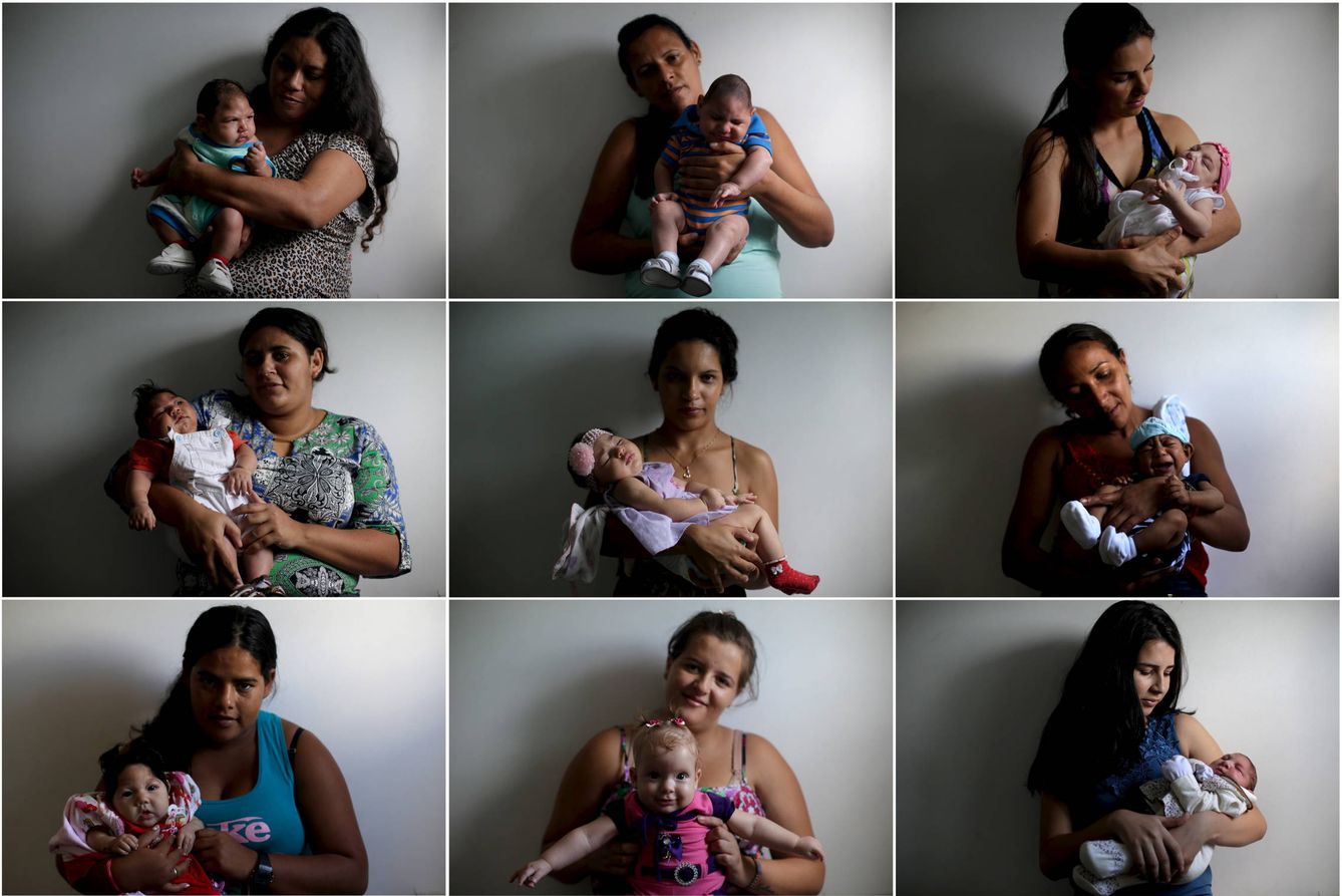 Foto: Madres brasileñas posan con sus bebés en el Hospital Pedro I, en Campina Grande, Brasil, en febrero de 2016 (Reuters).