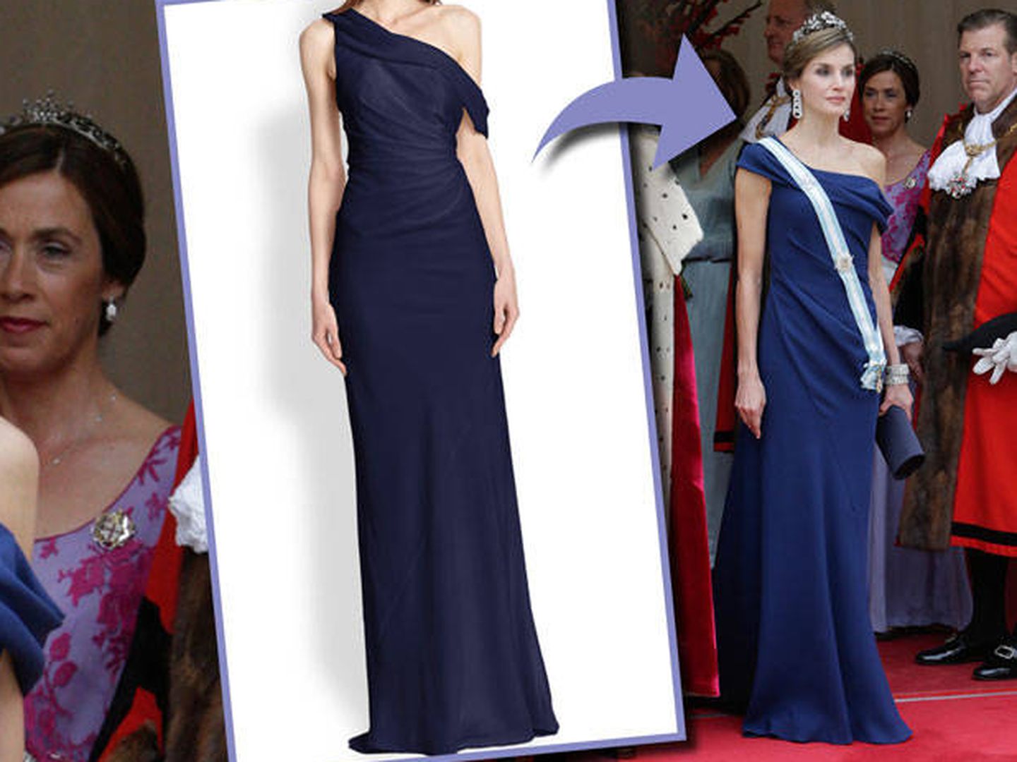 Comparativa del vestido de Armani y el de Letizia.