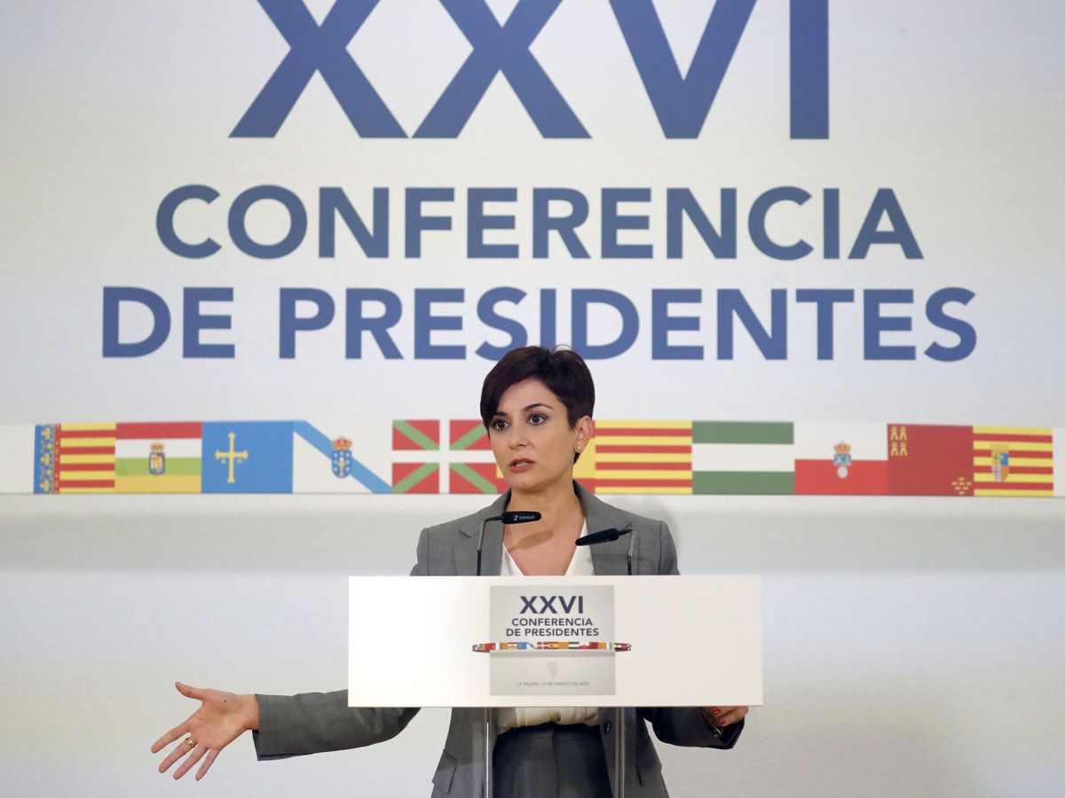 Foto: La portavoz del Gobierno, Isabel Rodríguez, tras la Conferencia de Presidentes. (EFE/Juan Carlos Hidalgo)