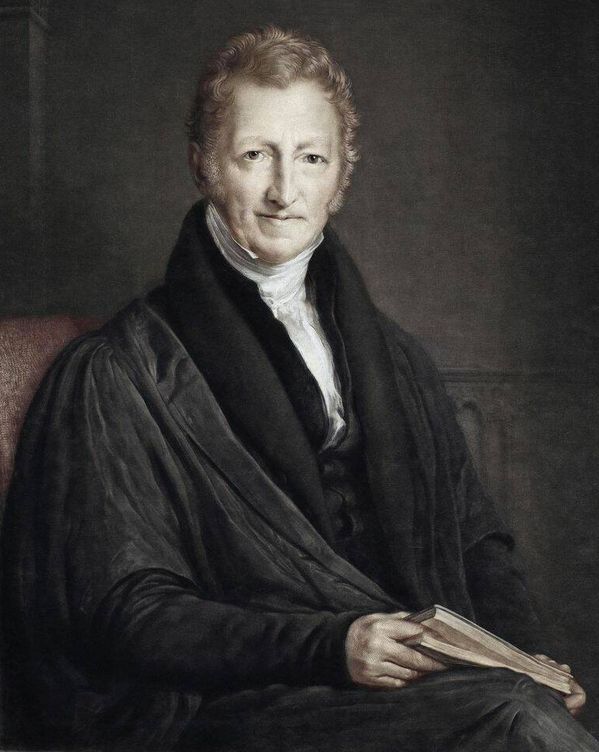 Thomas Malthus wierzy, że końcem ludzkości będzie przeludnienie, ale jest odwrotnie